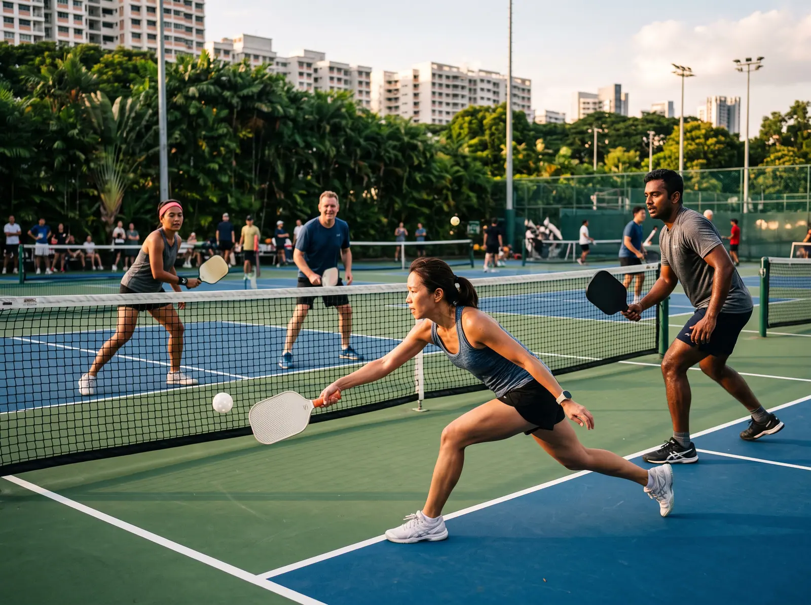 Pickleball players enjoying a game